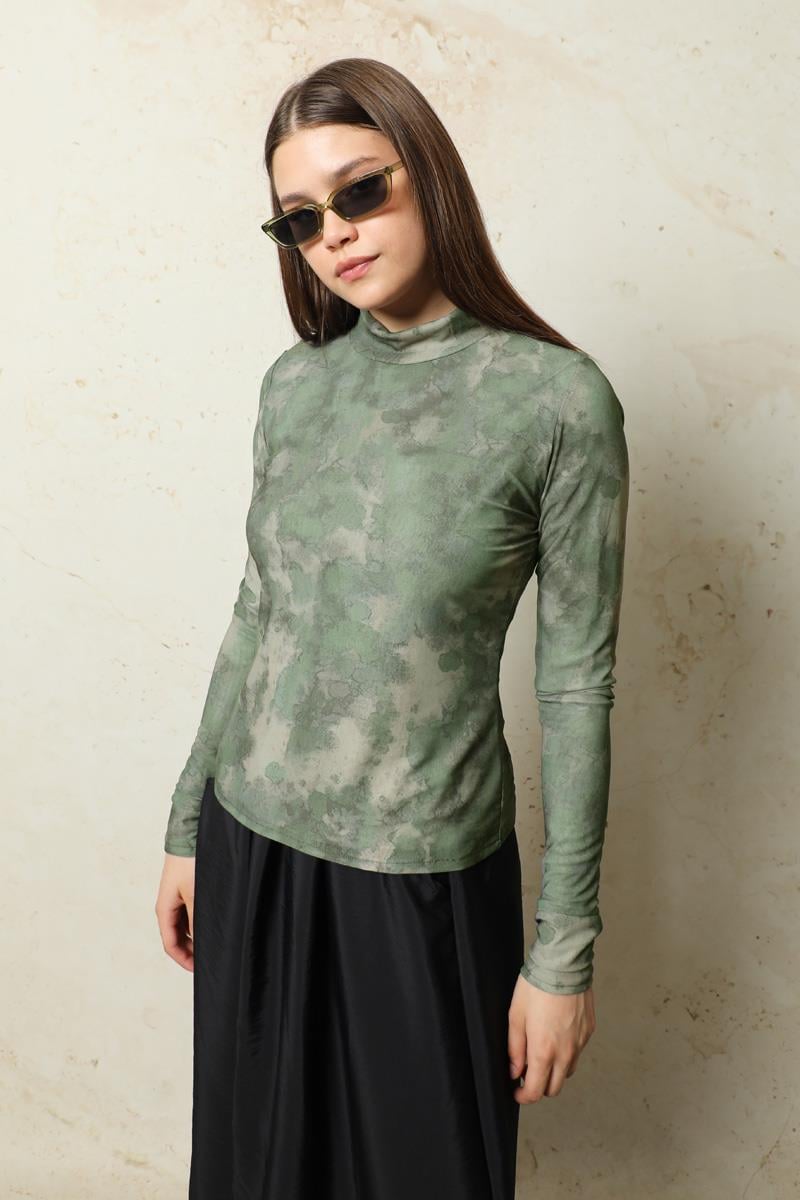 Batik Desenli Body Yeşil