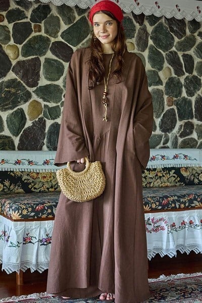 Belden Bağlamalı Abaya