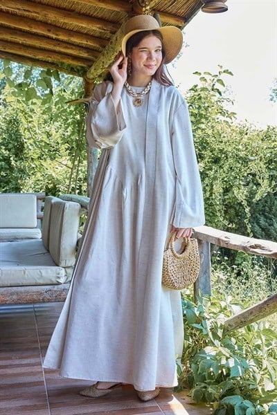 Belden Bağlamalı Abaya