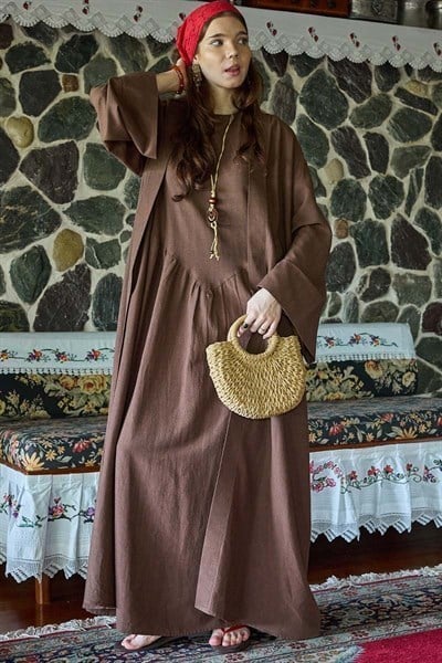 Belden Bağlamalı Abaya