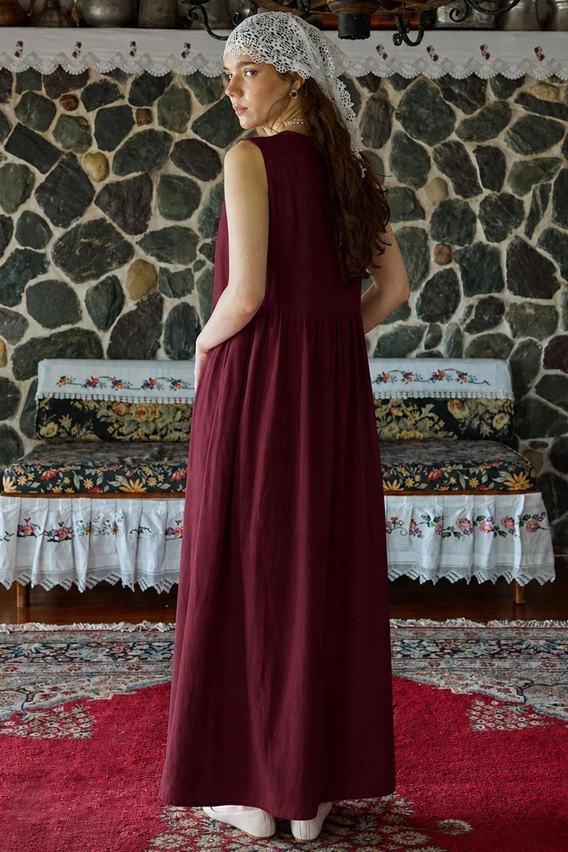 Belden Büzgülü Sıfır Kol Elbise
