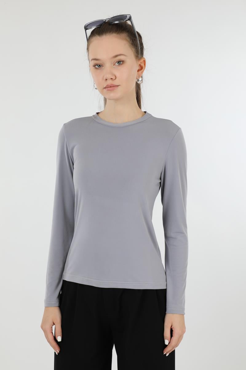 Bisiklet Yaka Body Gri