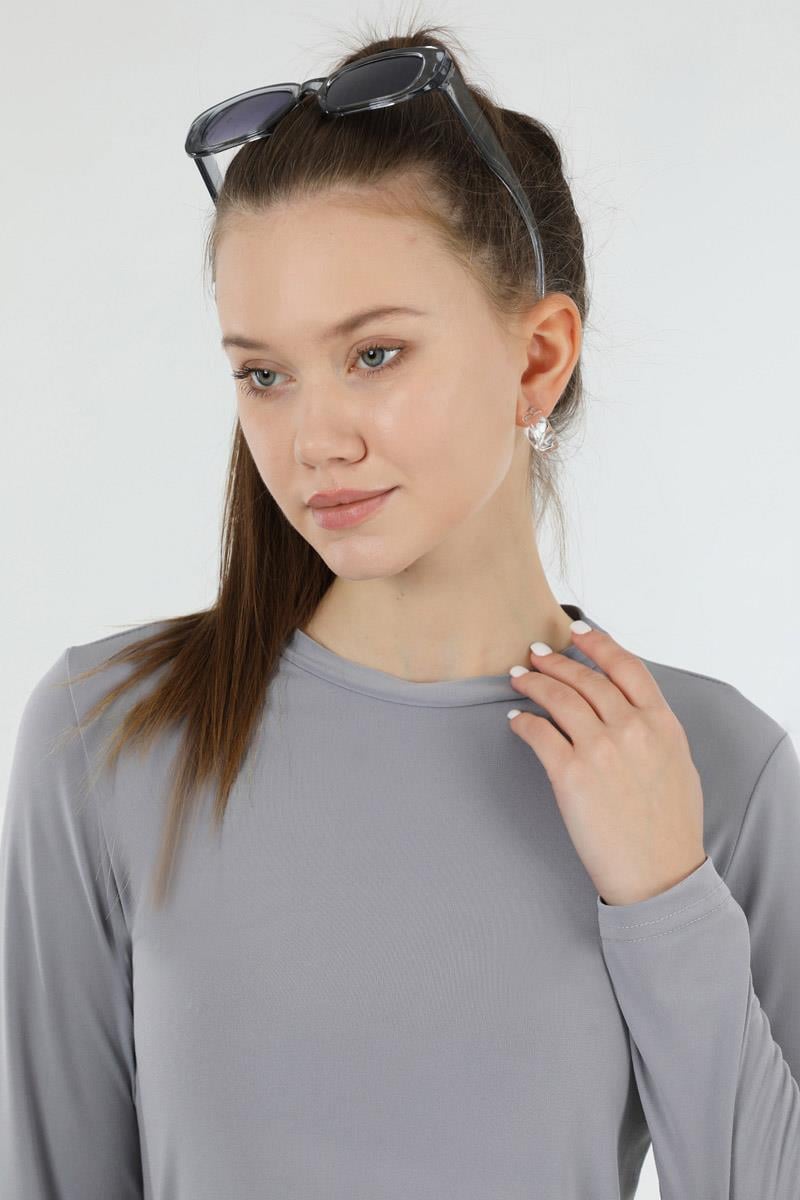 Bisiklet Yaka Body Gri