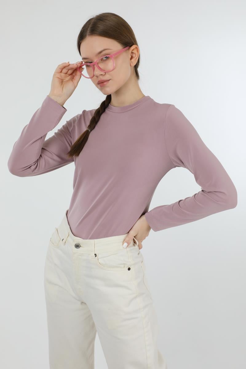 Bisiklet Yaka Body Gül Kurusu