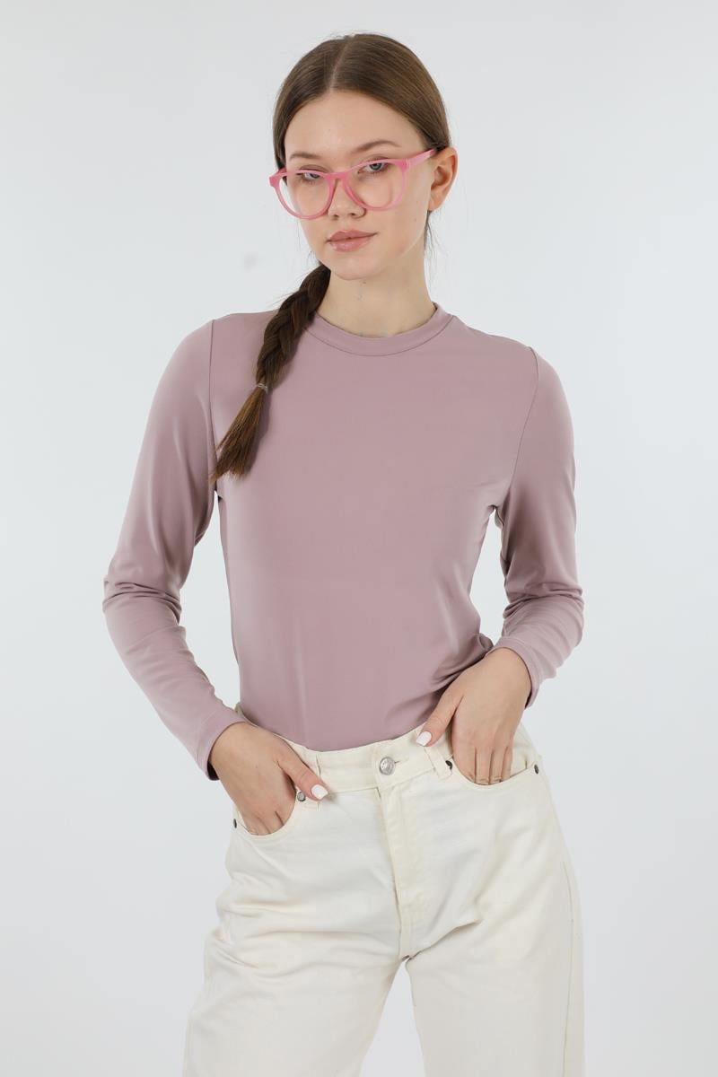 Bisiklet Yaka Body Gül Kurusu