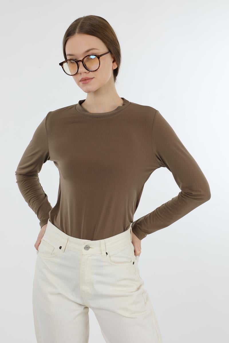 Bisiklet Yaka Body Kahve