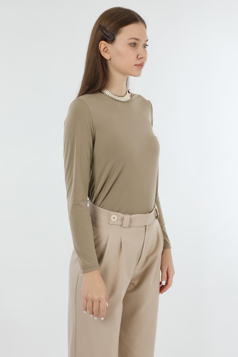 Bisiklet Yaka Body Koyu Taş