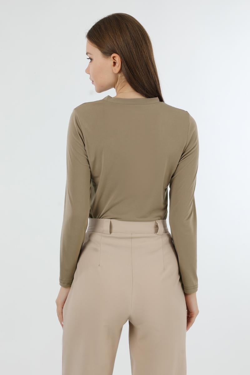 Bisiklet Yaka Body Koyu Taş