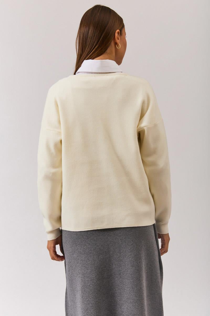 Bisiklet Yaka Premium Triko Hırka Ekru