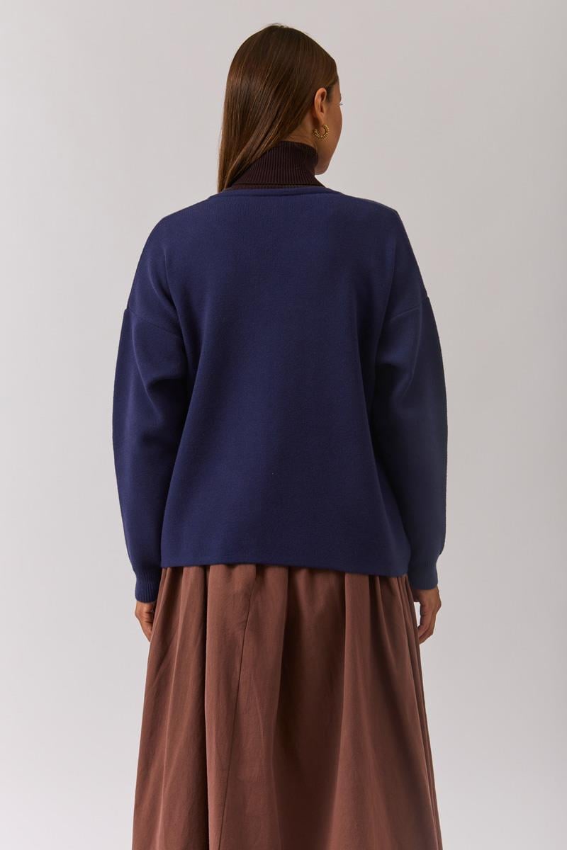 Bisiklet Yaka Premium Triko Hırka Lacivert