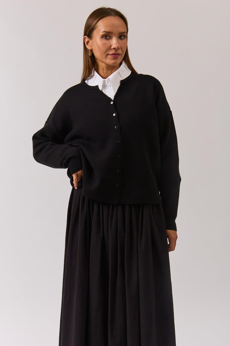 Bisiklet Yaka Premium Triko Hırka Siyah