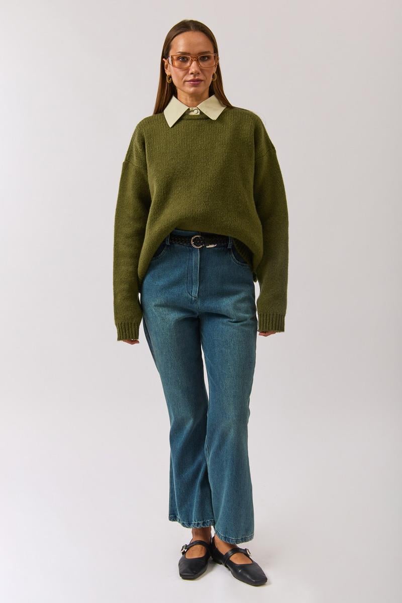 Biyeli Oversize Kazak Haki