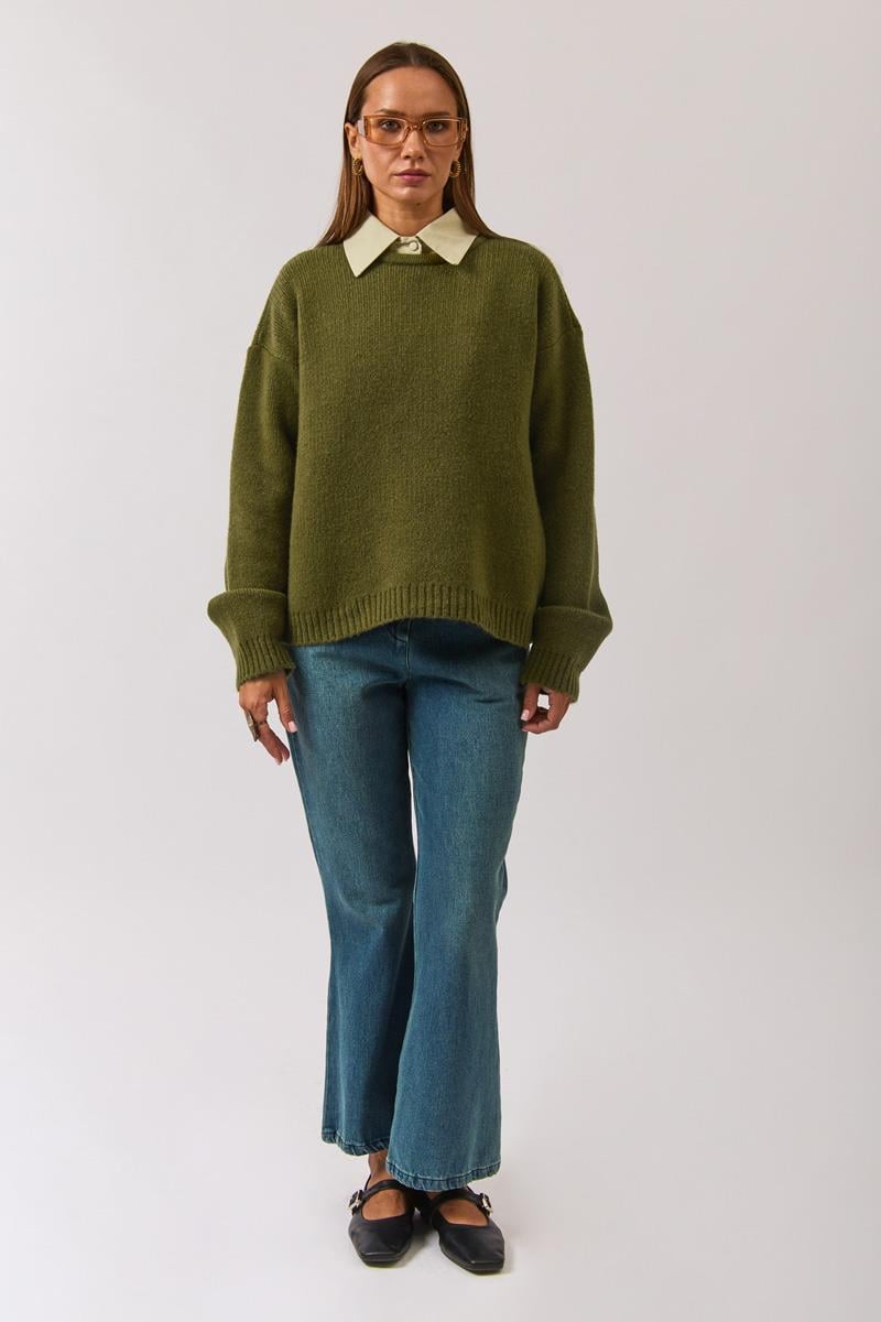 Biyeli Oversize Kazak Haki