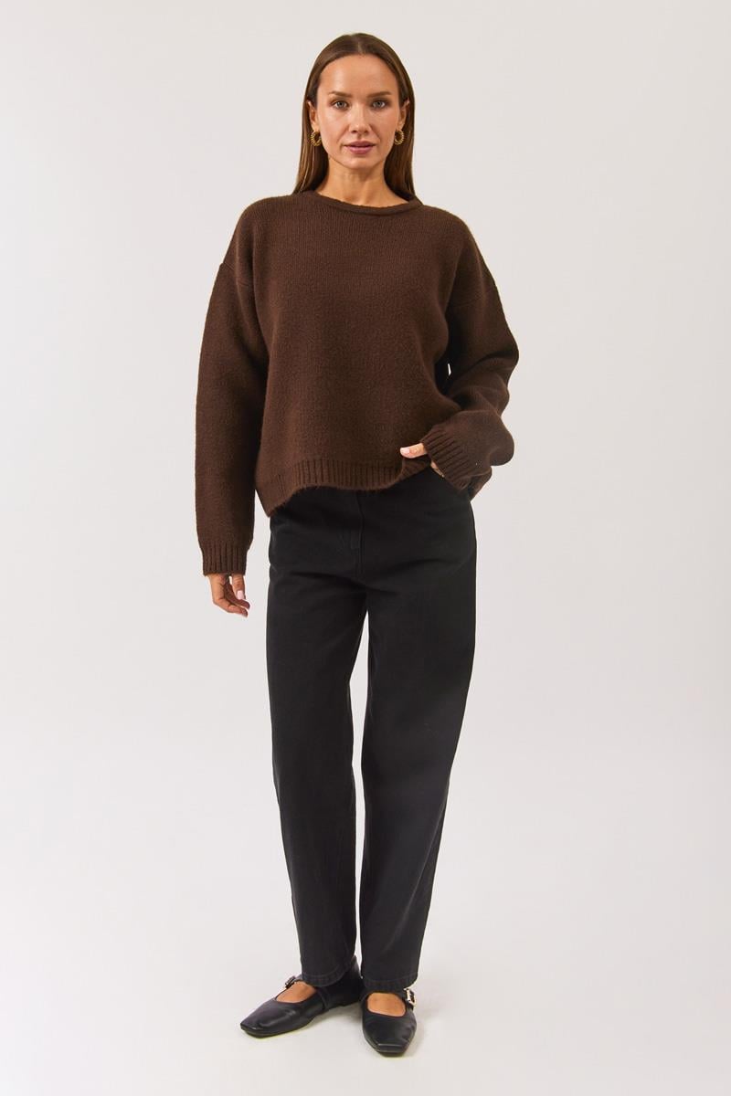 Biyeli Oversize Kazak Kahverengi