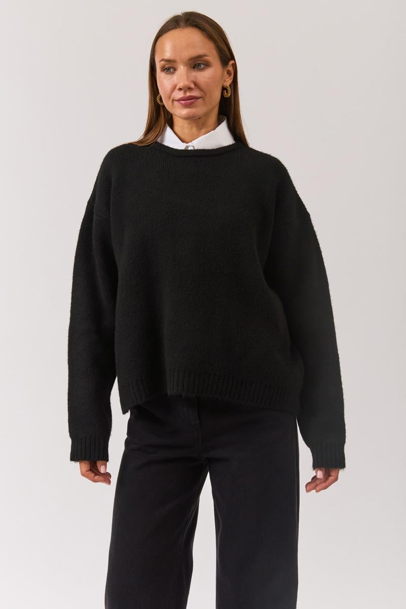 Biyeli Oversize Kazak Siyah