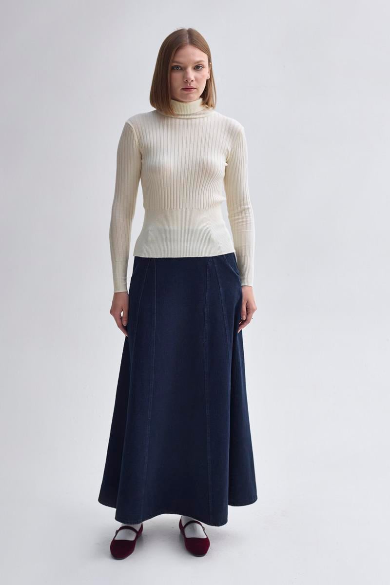 Boğazlı Premium Triko Body Ekru