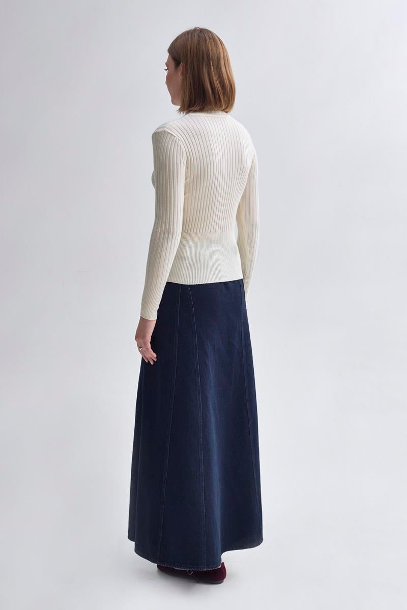 Boğazlı Premium Triko Body Ekru