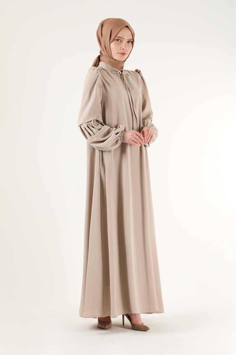 Büzgü Detay Kuşaklı Ferace Taş