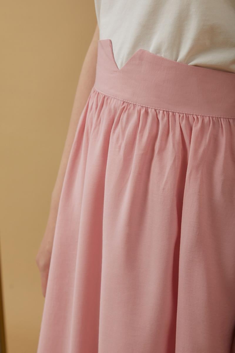 Büzgülü Modal Etek Pembe