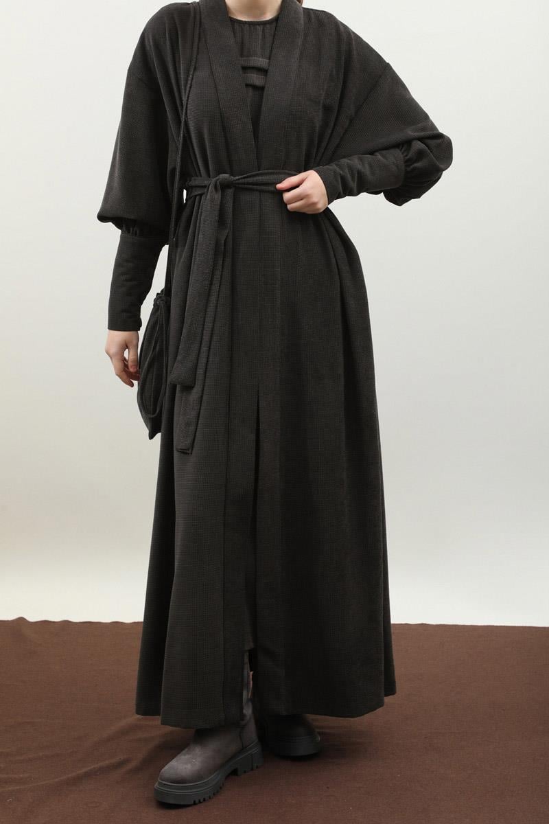 Çantalı Abaya Takım Antrasit