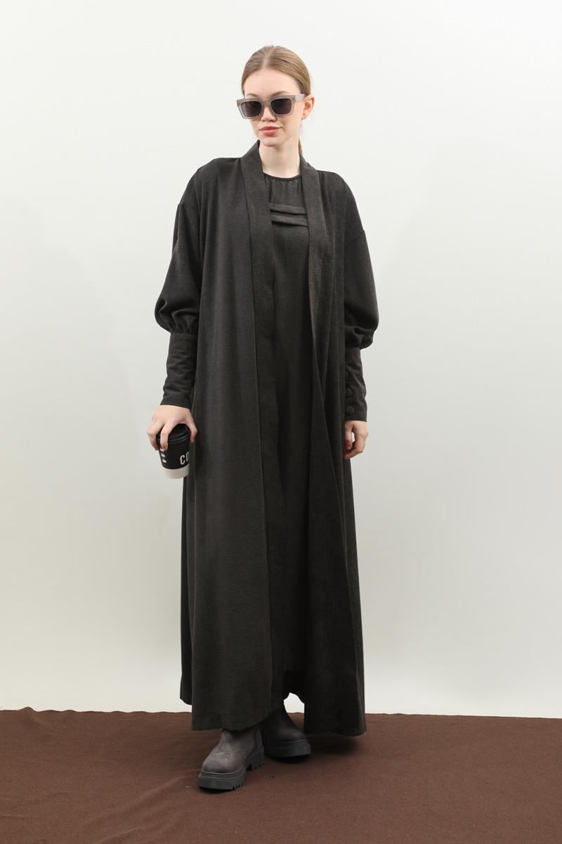 Çantalı Abaya Takım Antrasit
