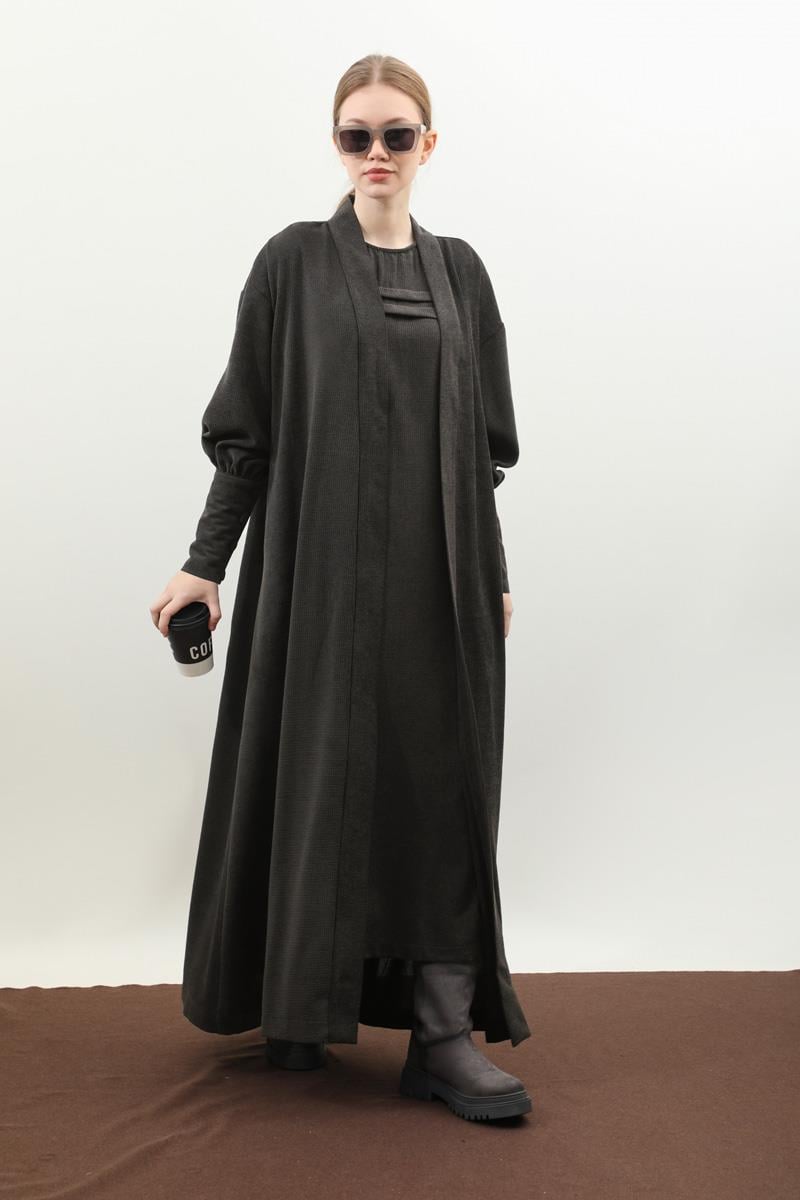 Çantalı Abaya Takım Antrasit