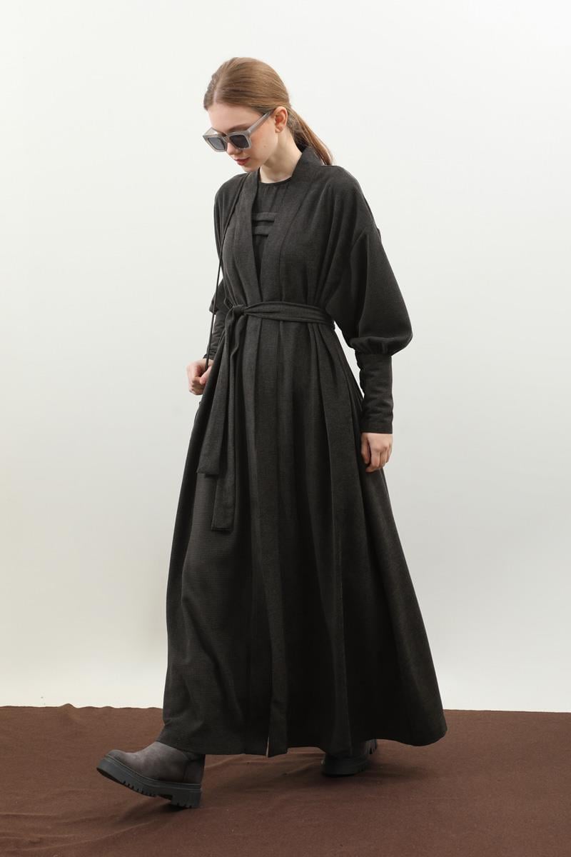 Çantalı Abaya Takım Antrasit