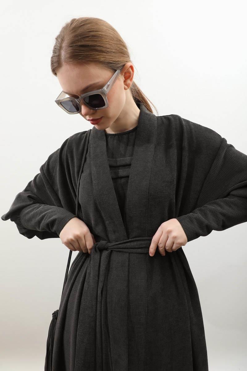 Çantalı Abaya Takım Antrasit