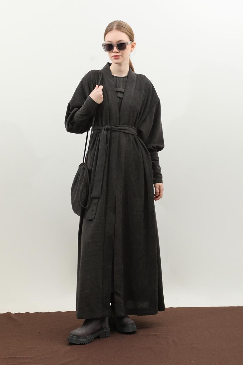 Çantalı Abaya Takım Antrasit