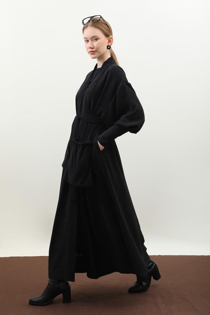 Çantalı Abaya Takım Siyah