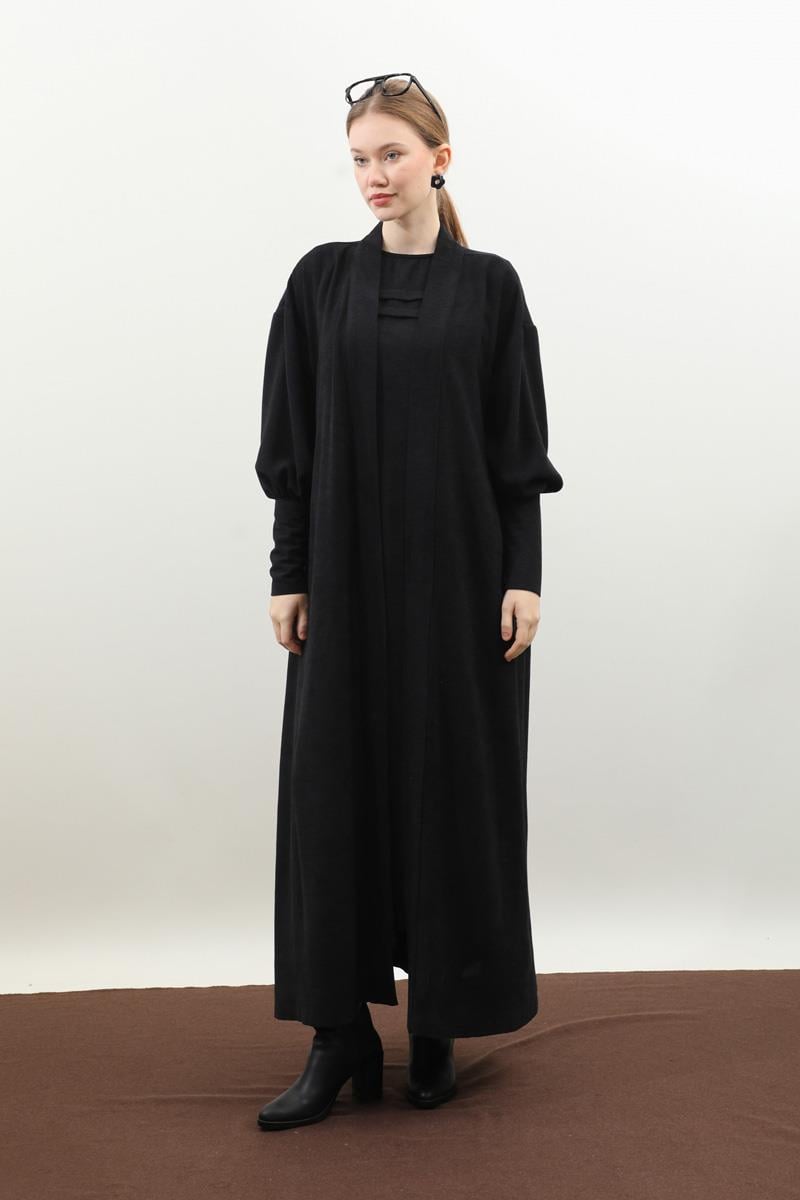 Çantalı Abaya Takım Siyah