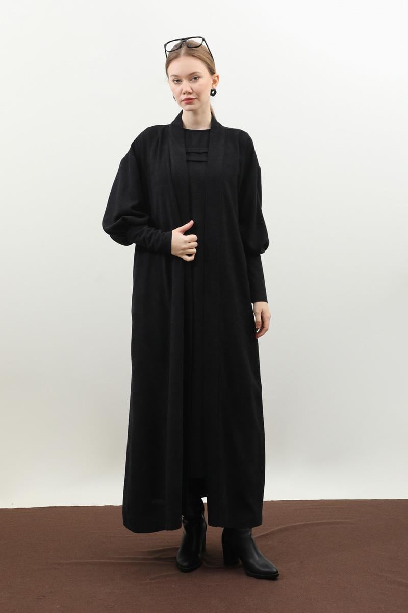 Çantalı Abaya Takım Siyah