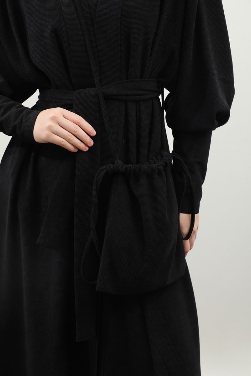 Çantalı Abaya Takım Siyah