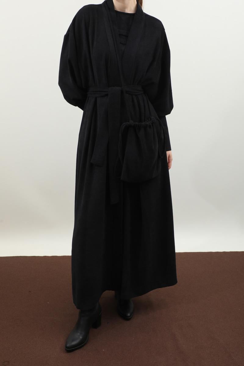 Çantalı Abaya Takım Siyah