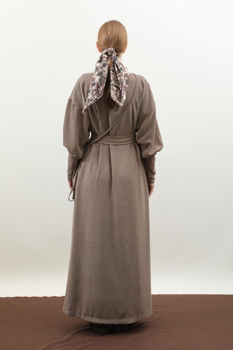 Çantalı Abaya Takım Vizon