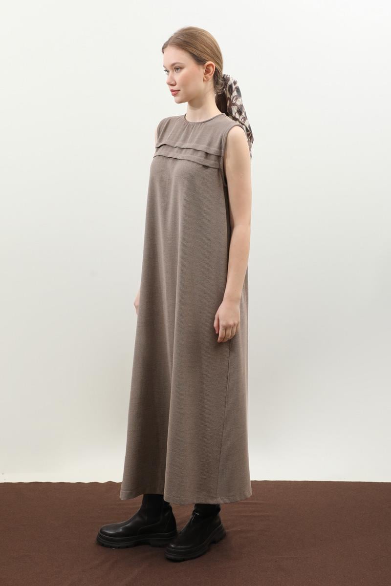 Çantalı Abaya Takım Vizon