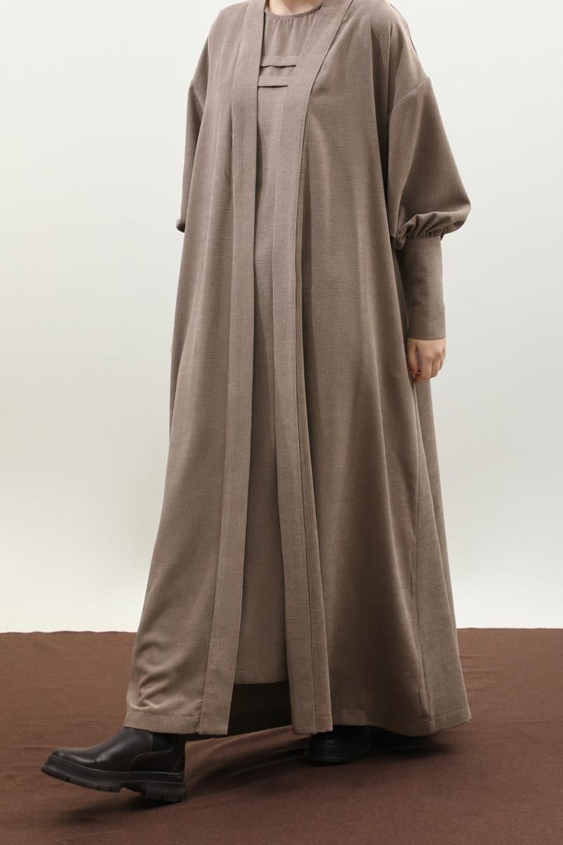 Çantalı Abaya Takım Vizon