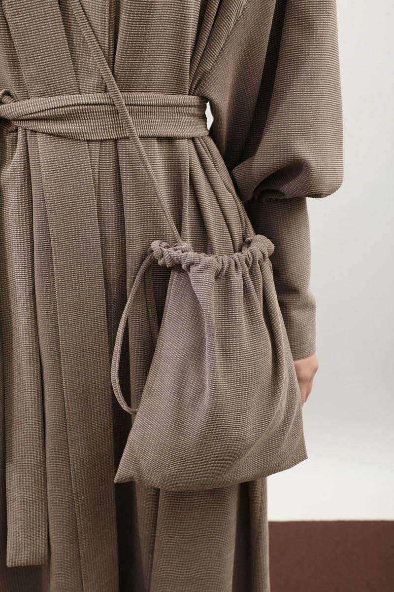 Çantalı Abaya Takım Vizon