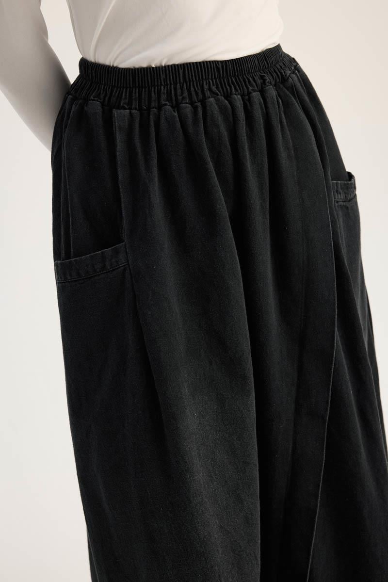 Çapraz Detaylı Denim Etek Siyah