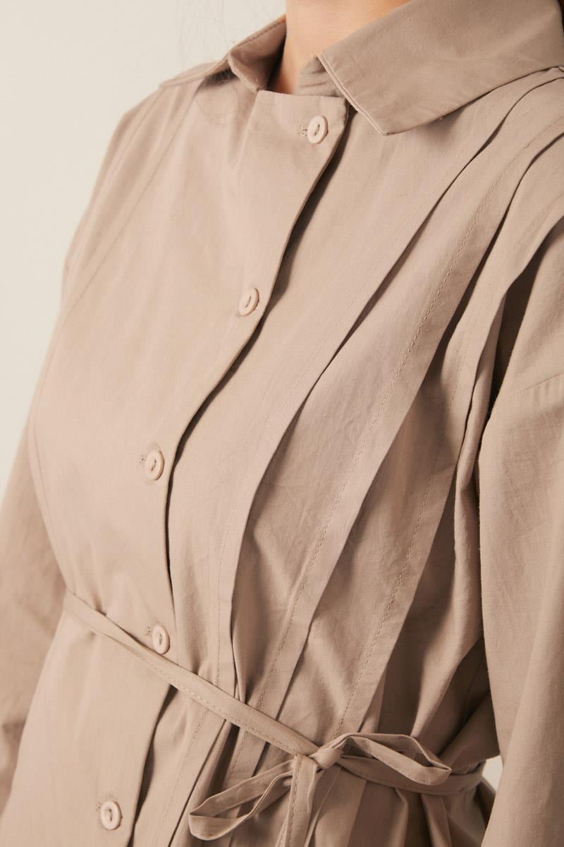 Ceket Yaka Etek Takım Açık Camel