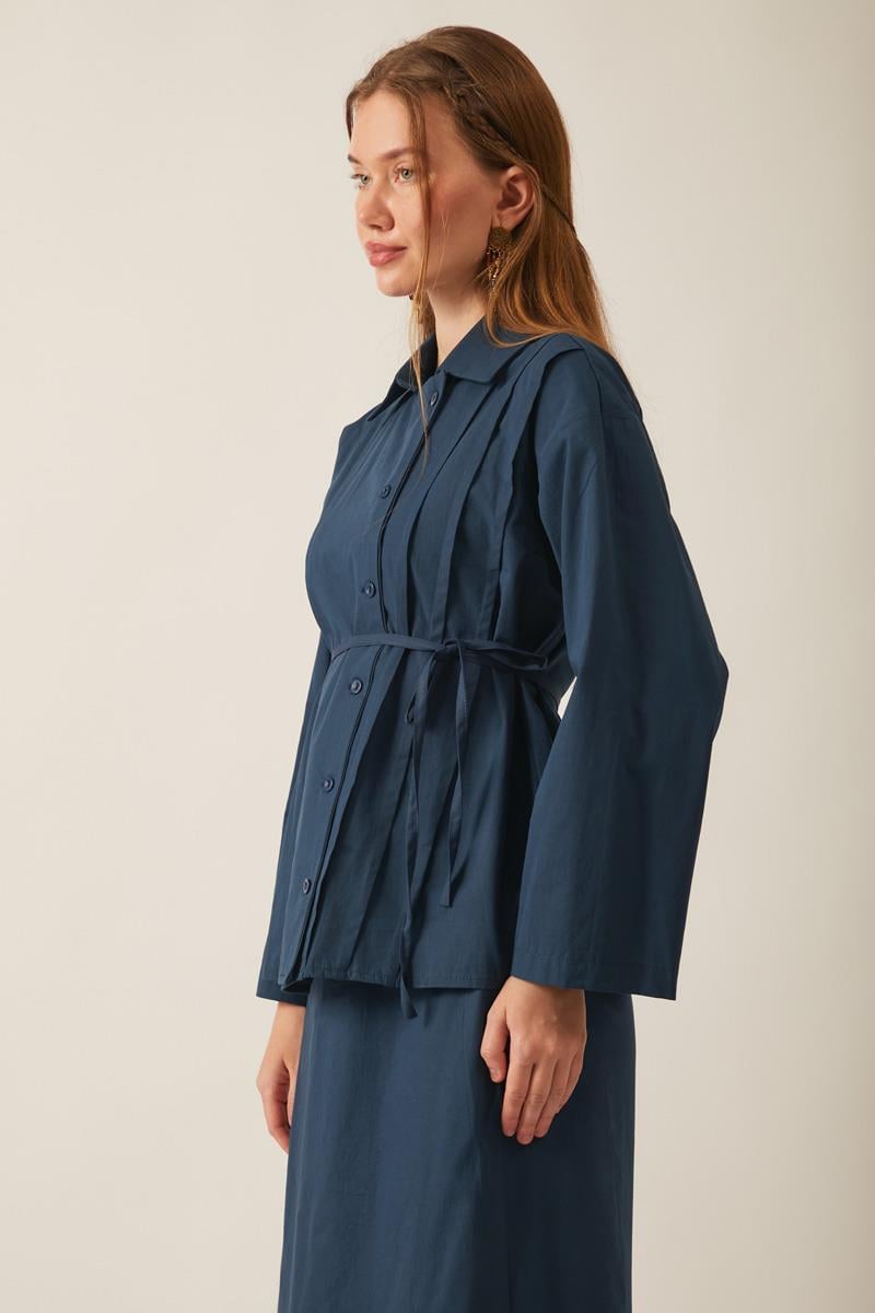 Ceket Yaka Etek Takım Lacivert