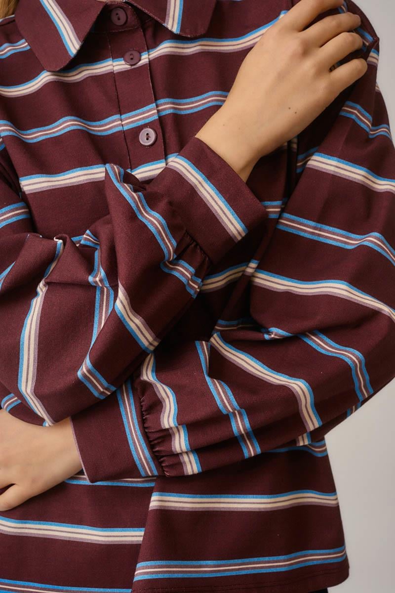 Çizgi Baskılı Sweatshirt Bordo