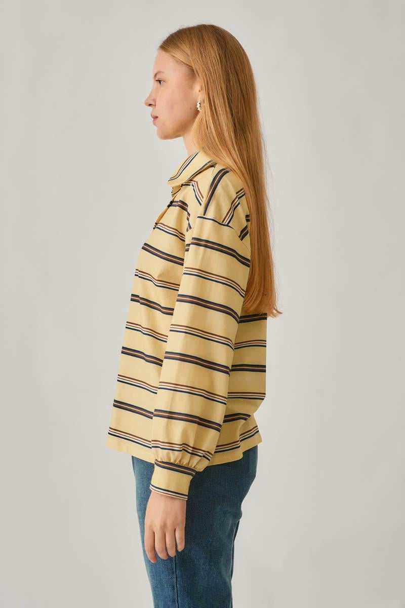 Çizgi Baskılı Sweatshirt Tereyağı Sarısı