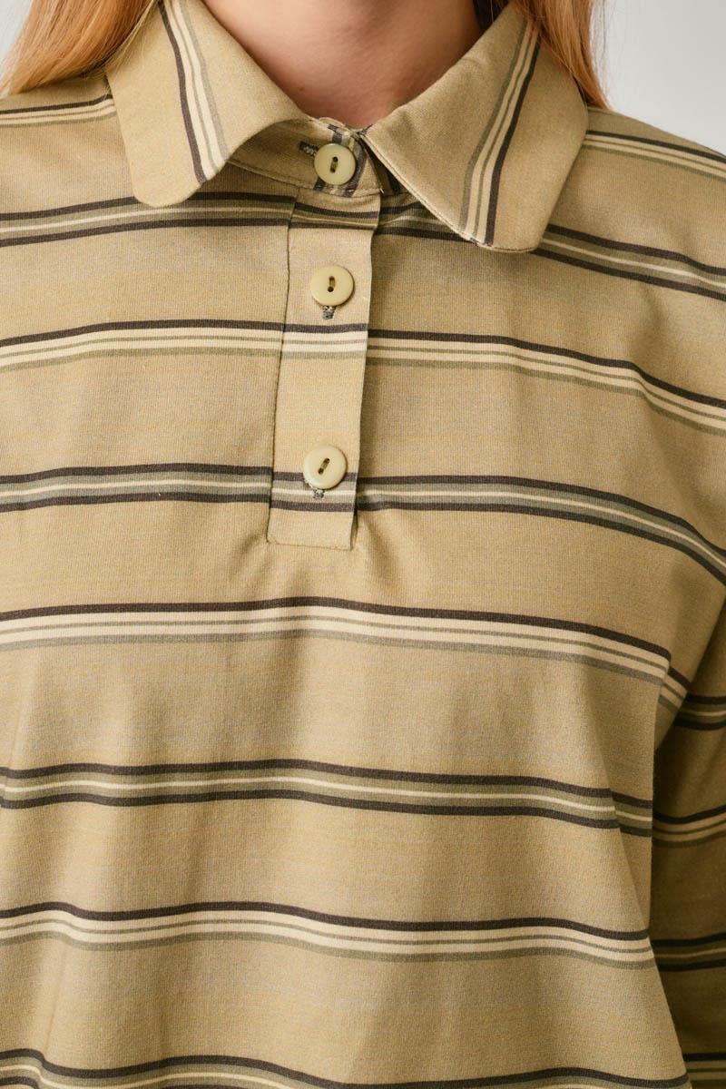 Çizgi Baskılı Sweatshirt Toprak Yeşili