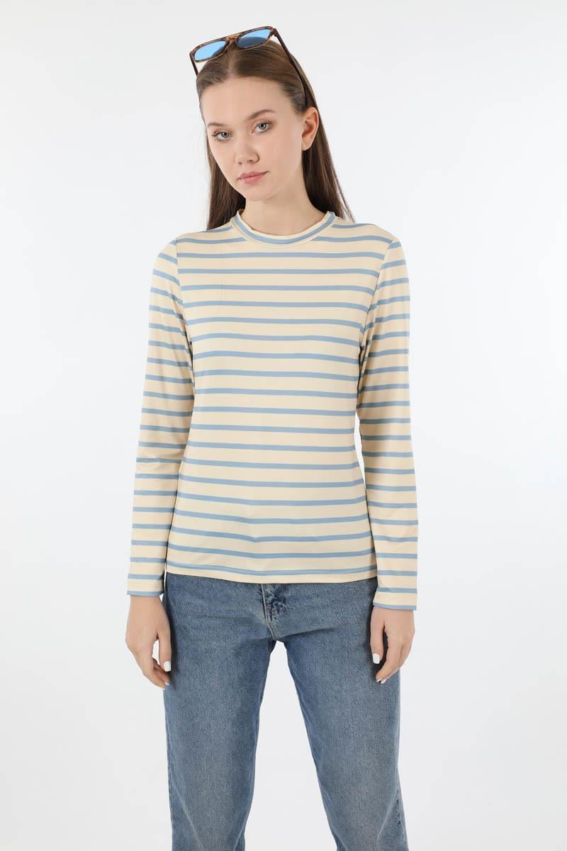 Çizgili Body Bebe Mavisi