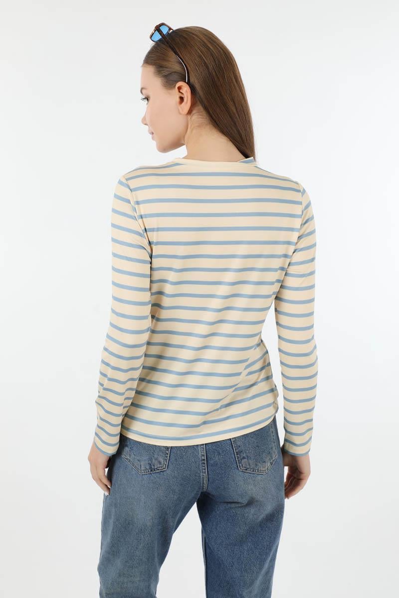 Çizgili Body Bebe Mavisi