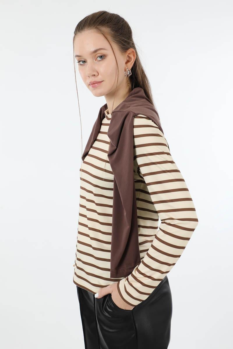 Çizgili Body Kahverengi