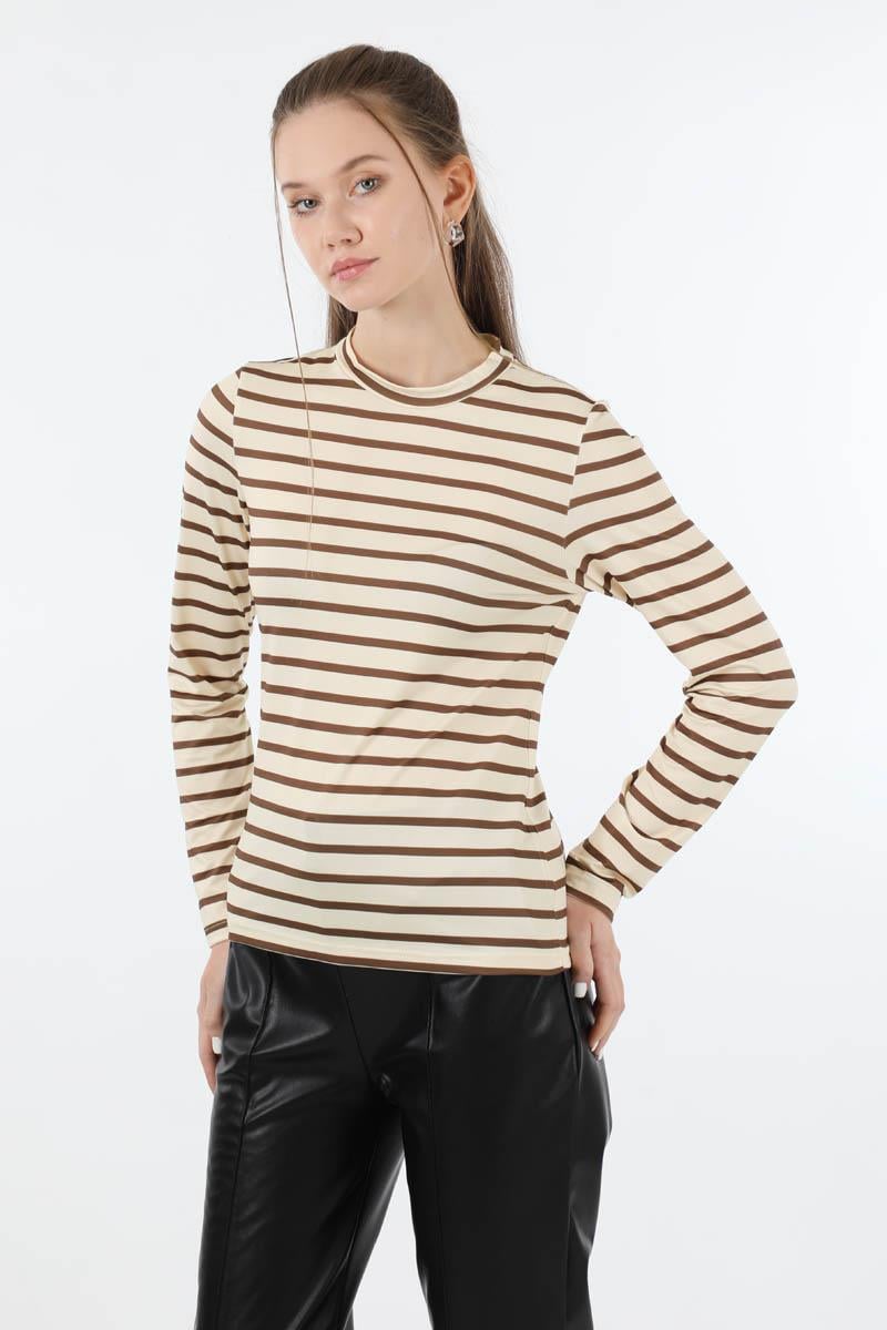 Çizgili Body Kahverengi
