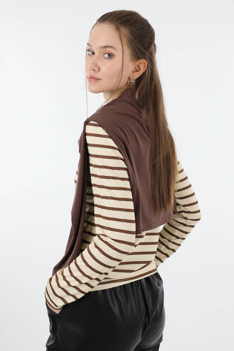 Çizgili Body Kahverengi