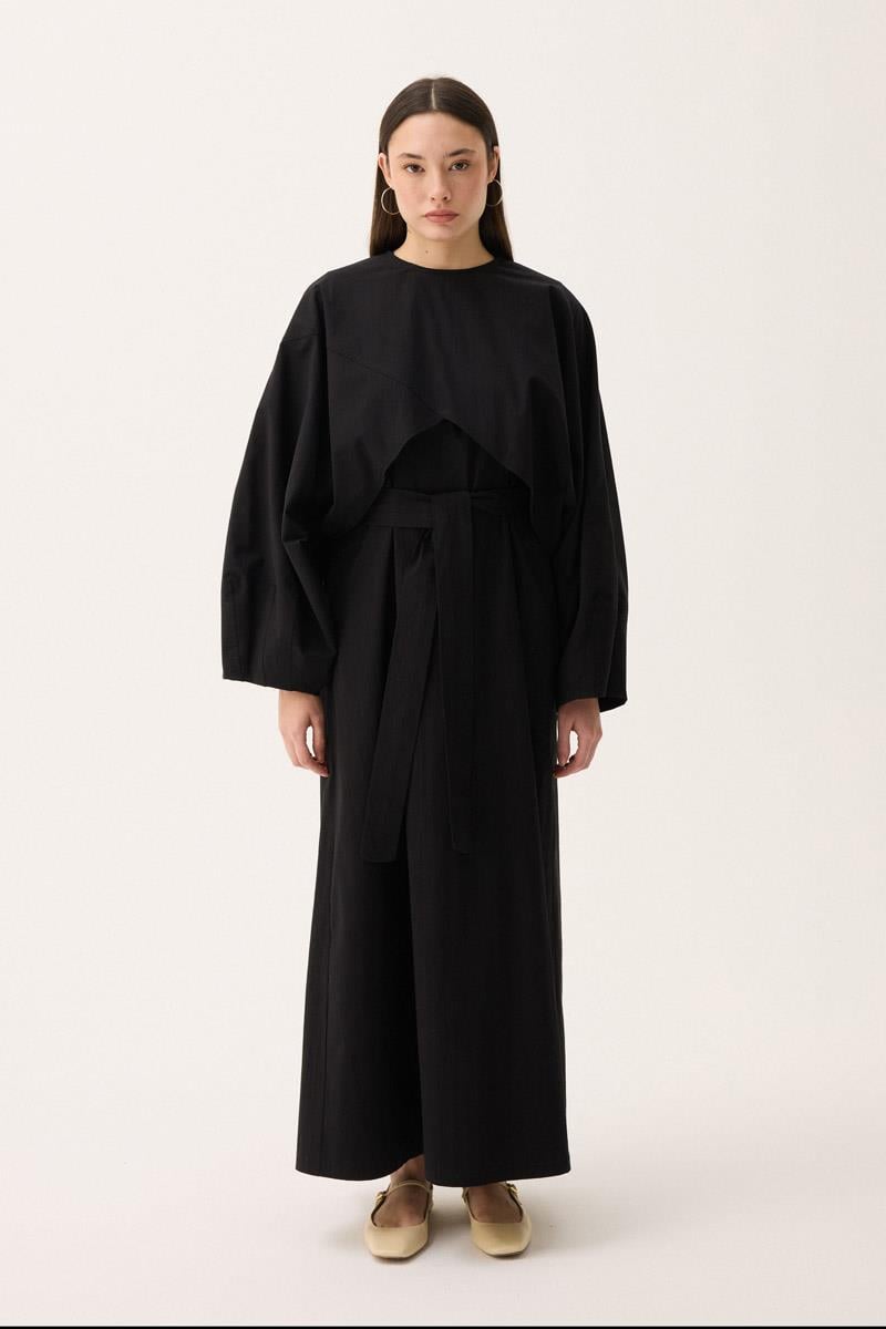 Croplu Elbise Takım Siyah